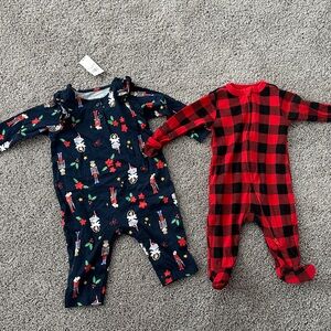 Festive Baby Onesies Set - Navy and Red